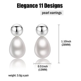 Pearl Drop Earrings For Women Stud Silver Filled Teardrop Elegant Ivory White Formal Dangle Jewelry Trendy Earrings