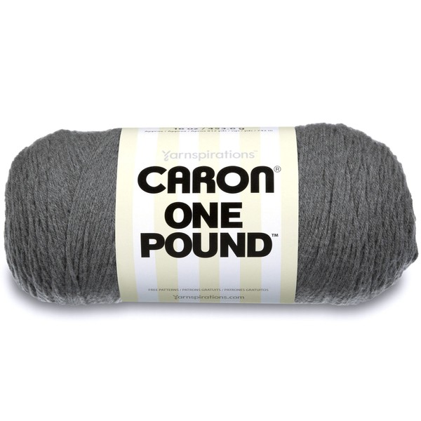 Caron One Pound Solids Yarn, 16oz, Gauge 4 Medium, 100% Acrylic - Medium Grey Mix- For Crochet, Knitting & Crafting ( 1 Piece )