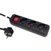 ROLINE 3-Way Power Strip with Switch, Black, 6 m