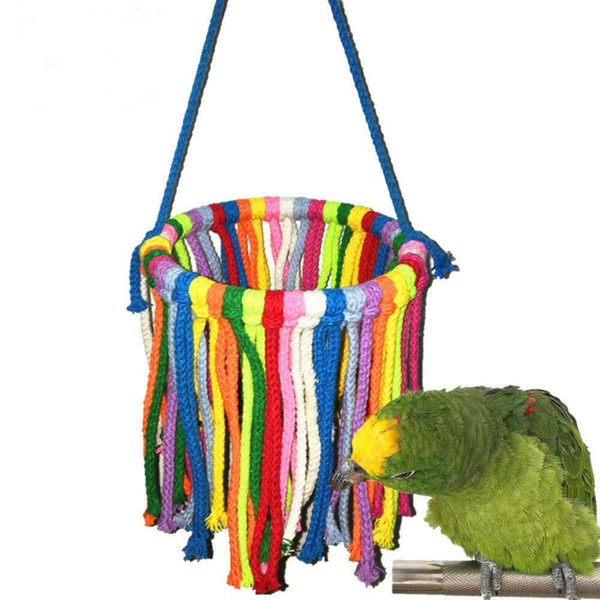 NganSuRong Pet Bird Parrot Cotton Rope Chewing Bite Hanging Cage