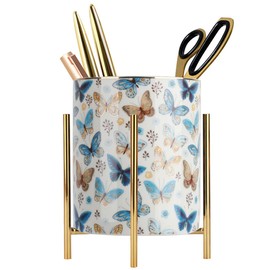 Multicolor Pencil Cup Sturdy Metal frame with white Ceramic Pen Holder For Desks and kitchen Appliance Holders