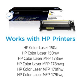 HP 116A Yellow Toner Cartridge | Works with HP Color Laser 150 Series, HP Color Laser MFP 178, 179 Series | W2062A