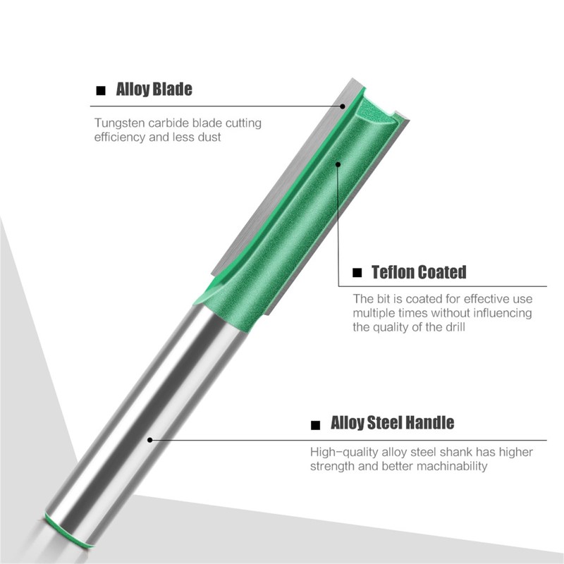 MACHSWON Straight Router Bit 8mm Shank,Double Flute Woodworking Milling Cutter