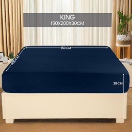 Utopia Bedding King Fitted Sheet, Navy - 12 Inch (30cm) Deep - Easy Care - Soft Brushed Microfibre Fabric - Shrinkage and Fade Resistant - Bottom Sheet