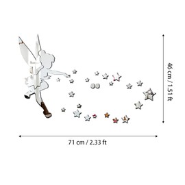 Dreamark 3D Wall Stickers Removable Fairy Girl and Star DIY Silver Wall Stickers for Home Decoration