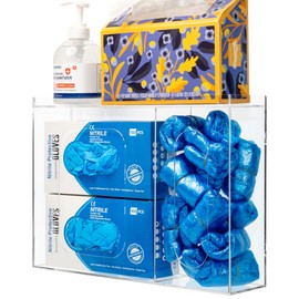 SEANADO SEANADO Acrylic Disposable Glove Holder for Wall Mount or Tabletop , Clear Glove Box Organizer Rack Dispenser with Lid for Tissues, Beard Cover, Face Masks, Bags,Hairnet and Shoe Covers
