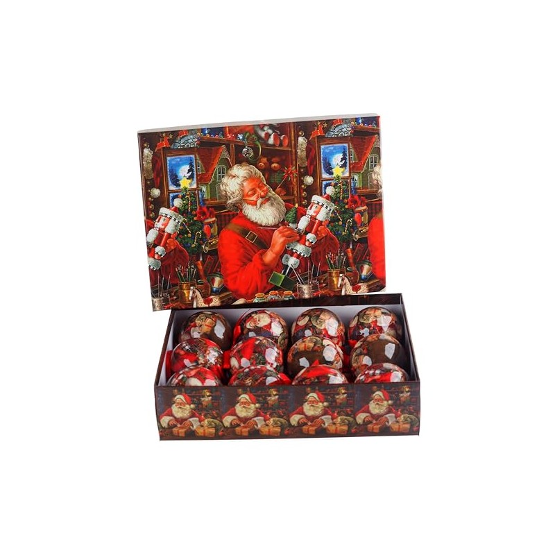 Traditional Santa Baubles In Gift Box - Christmas Tree Decorations