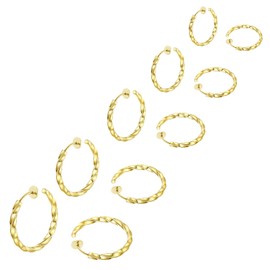 Hinvan 5 Pairs Stainless Steel Clip on Earrings for Men Women Boys Girls Kids, Fake Non Pierced Earrings Men Earrings Magnetic Women Earrings Hoop Twisted Ear Cuff Hypoallergenic 13MM-25MM (Gold)