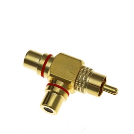 PRO 2 x RCA Y Shape Splitter 1 Male Plug to 2 Female SOCKETS AV Adapter Gold