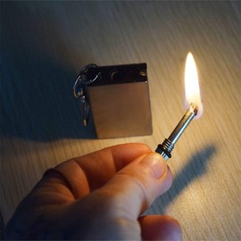 Hot Metal Match Box- Permanent Endless Match- Emergency Fire Starter- Forever Match- Outdoor Survival Tool- Outdoor Emergency Flint Stone Lighter with Keychain for Travel, Camping, Hiking, BBQ (1)
