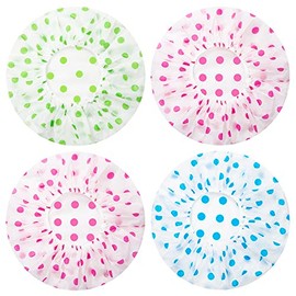 4 Pack Shower Caps for Women/Men, Light Weight Plastic Shower Caps for Women UK 30cm Width with Good Quality Elastic, Perfect for Use at Home, and Spa by MAUZIMRA