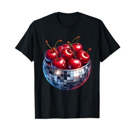 Cherries Disco Ball Cherry Summer Fruit Retro Party Lover T-Shirt