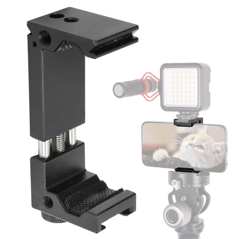 Mobile Phone Tripod Mount Clip Adjustable Phone Clamp with Cold