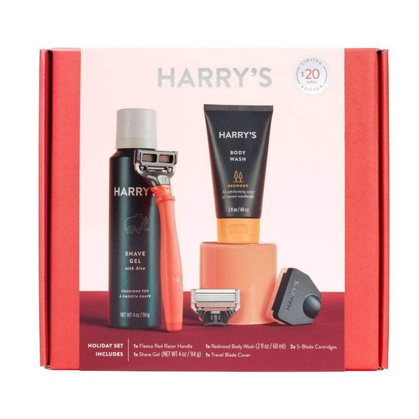 Harry’s Holiday Gift Set with Limited Edition Fleece Red Truman Razor - 4ct