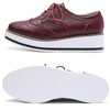 DADAWEN Women's Platform Lace-Up Wingtips Square Toe Oxfords Shoe Wine
