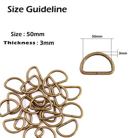 WedDecor 15mm Antique Brass Non Welded Metal D Ring Fasteners Buckle for Adjustable Fastening Webbing, Arts and Crafts, Pet Collars, Repairing Bags, Straps, 10pcs