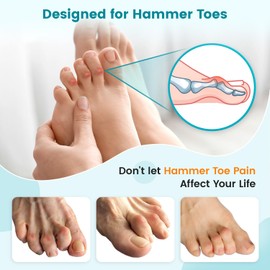 Pozpo Tech Hammer Toe Straightener Corrector Splint Brace for Women fit 2nd 3rd and 4th Toes - (M-Beige) - 1 Pair