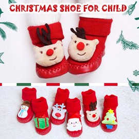 RNTOP Christmas Baby Socks Toddler Anti-Slip Cotton Winter Slipper Socks Santa Deer Floor Socks Infant Xmas Socks Shoes (Multicolor, 2-3 Years)