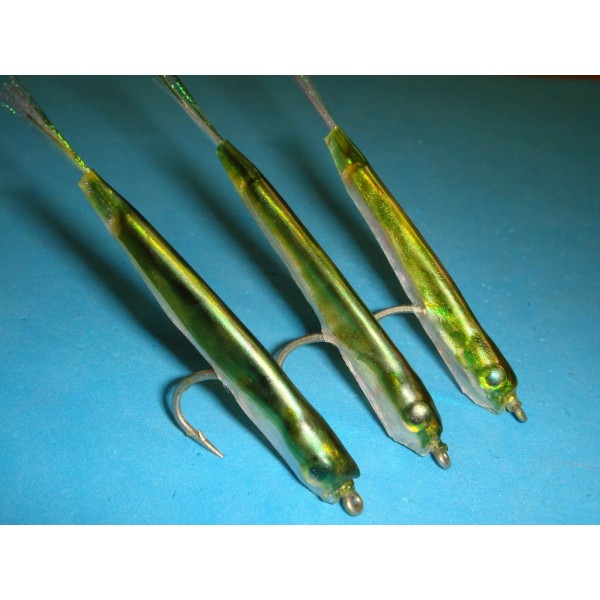 Fishskillz FLY FISHING FLIES - Olive/Pearl GUMMY MINNOW size #1