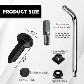 Rebvugr 4Sets Black Anti-Theft License Plate Screws Kit, License Plate Bolt, Stainless Steel Rustproof Security Bolt Fastener, M6 (1/4") Tamper Proof Car Tag Screw for Car Frame Mounting (Black)