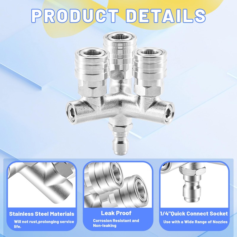 Triple Pressure Washer Tips, 3-in-1 Power Washer Nozzle, 3 Nozzle
