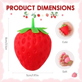 2PCS Squeezable Toy Fruit Ball Realistic Strawberry Model, Squeezable Toy Fruit Ball, Party Favor Slow Rise Pressure Release Toy Adults