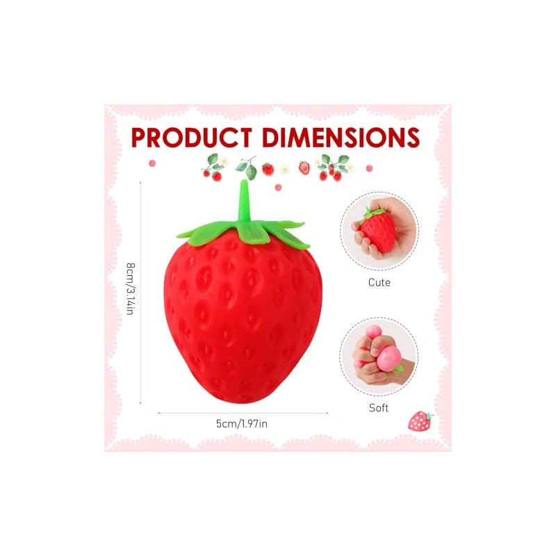 2PCS Squeezable Toy Fruit Ball Realistic Strawberry Model, Squeezable Toy