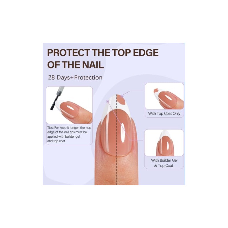 Misssix X-BASIC TIPS Uñas postizas francesas, 150 unidades, uñas de