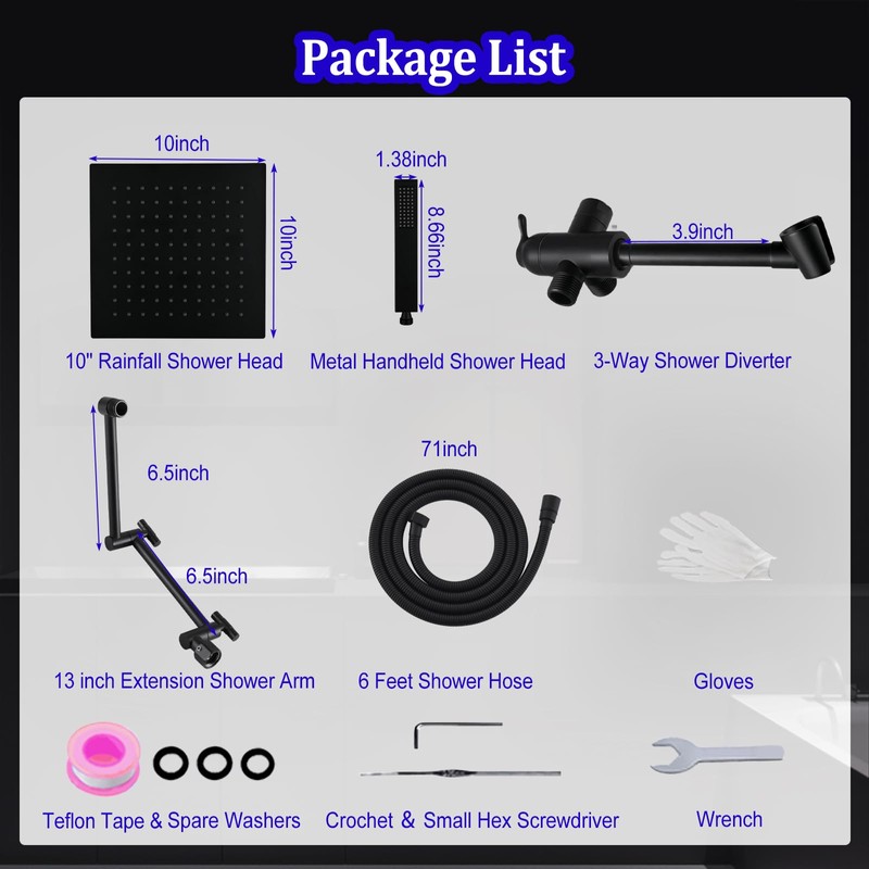 All Metal Rain Shower Head with Handheld Combo, YDmeet 10