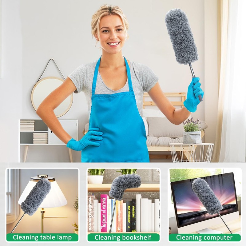 2 Pack Small Microfiber Feather Duster for Cleaning, Hand Washable