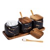 Spice Jars Set, 3 Pieces Ceramic Sugar Bowl with Lid