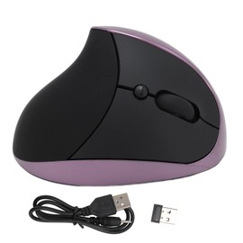 Right Hand Ergonomic Mouse 3 Adjustable DPI 800 1200 1600 2.4G Wireless Rechargeable Vertical Optical Mouse for Laptop PC Tablet Purple