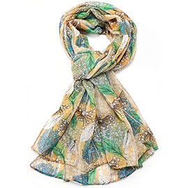 GlamLondon Women's Allium Floral Print Scarf Super Soft Wrap (Mustard)