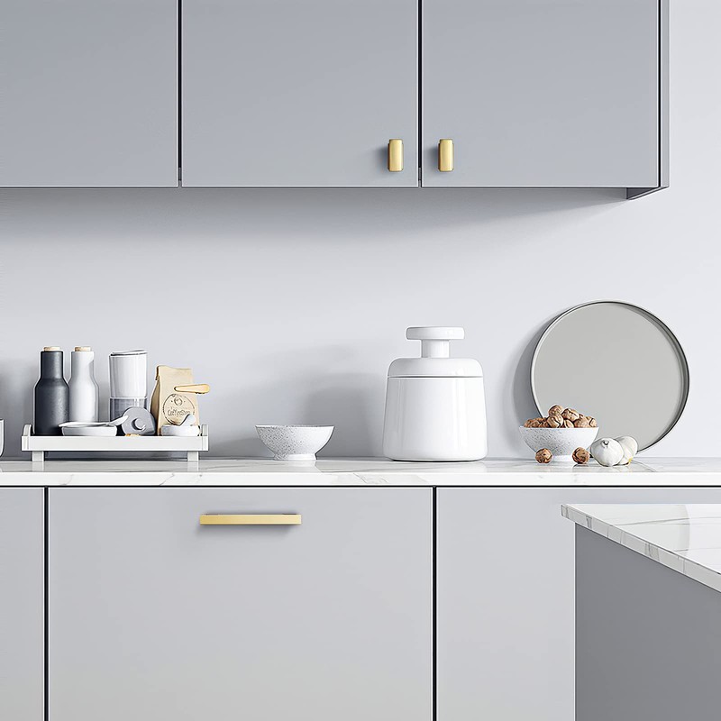 VEHCIL 20 Pack Square Brushed Brass Gold Cabinet Knobs,Single Hole