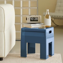 Permory Nightstand Bedside Table with Storage Space, Multifunctional Colorful Plastic End Table Small Side Table for Bedroom, Dorm and Small Spaces, Easy Assembly(14.7" D x 11.8" W x 15.8" H, Blue)