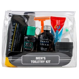 Trail maker Neceser de Viaje para Hombre con Artículos Esenciales para El Cuidado Bucal Y El Aseo Personal, 13 Piezas, Tamaño Viaje, Conforme A La Tsa.