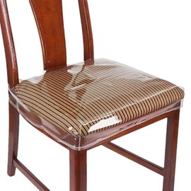EupHHonycs Paquete de 6 fundas de plástico grandes para sillas de comedor, PVC transparente, protectores de asiento para sillas de cocina, con correa ajustable para cinturón para sillas estándar de 18 x 17 pulgadas, resistentes a manchas, agua y gatitos