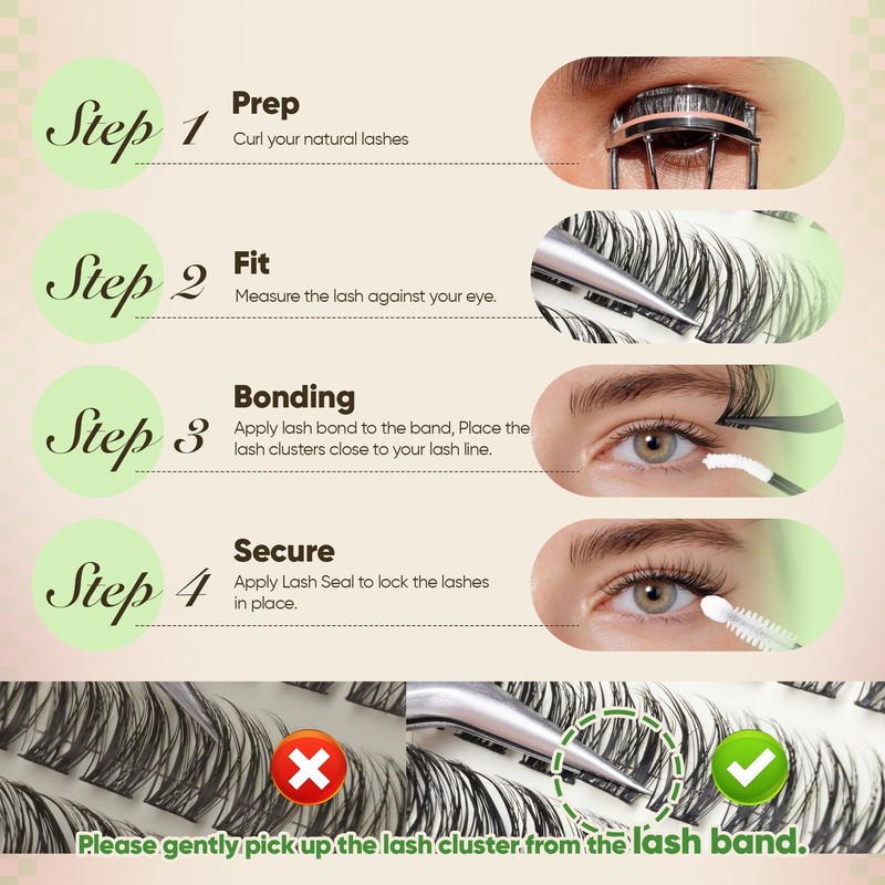 Wispy Lash Clusters CC Curl Natural Eyelash Clusters Clear Band