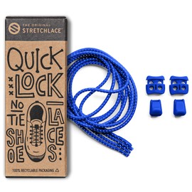 THE ORIGINAL STRETCHLACE Quick Lock No Tie Shoelaces | Elastic Shoe Laces | One Size Fits All | Turns Footwear Into Speedy Slip-On Shoes (Blue)