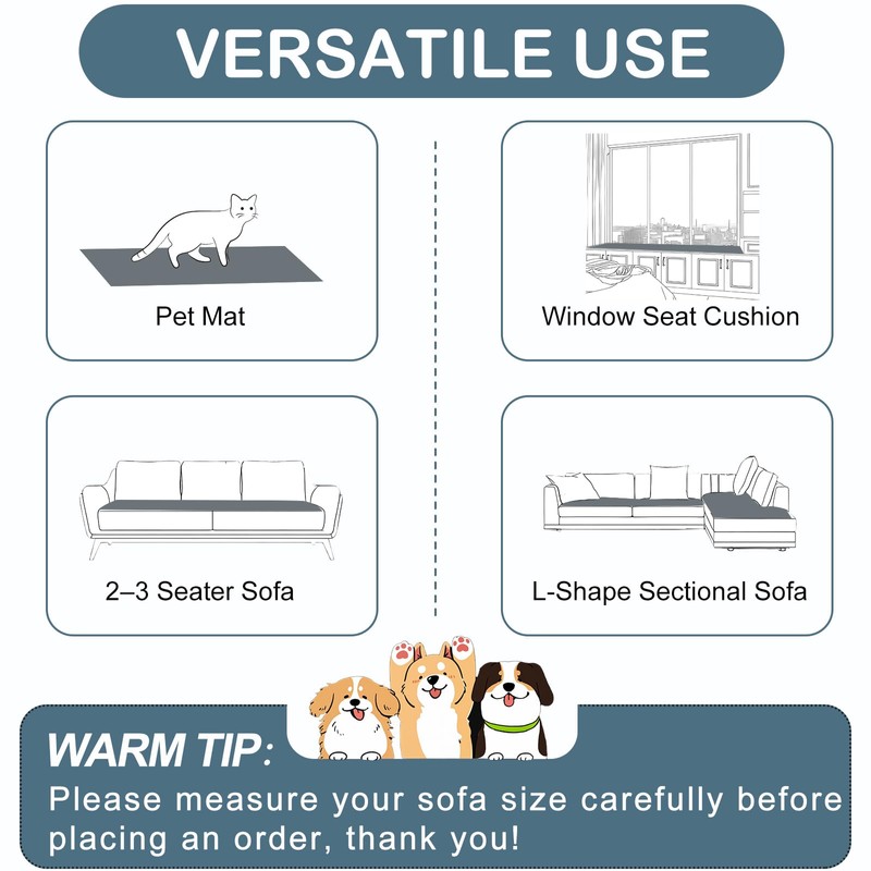 Pet Couch Cover Washable Fuzzy Sofa Slipcovers Non-Slip Quilted Padding