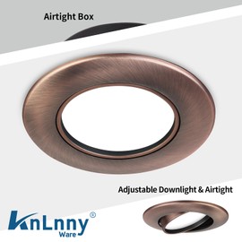 KnLnny Ware Oil Rubbed Bronze 4 Inch Led Recessed Lights 6 Pack,Ajustable Led Eyeball Gimbal Light,4 Inch Ceiling Light with Junction Box,5CCT Selectable,9W 750LM,Dimmable,ETL Listed