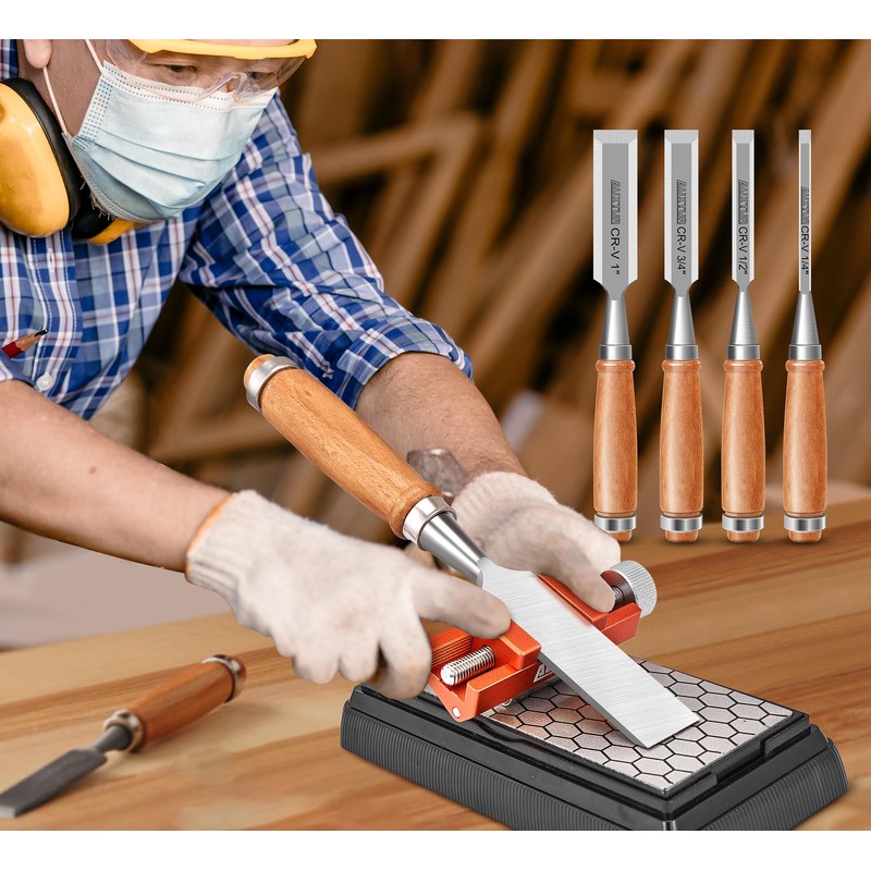 AUXTUR Sharpening Stone with Honing Guide Tool Set for Woodworking,Flattening