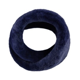 Futrzane Modern Snood - Faux Fur Infinity Scarf for Women - Soft Winter Cowl (Navy Blue Modern)