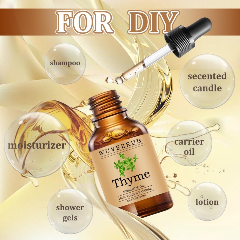 Wuvezrub Thyme Essential Oils 120ML, Pure Thyme Essential Oil for