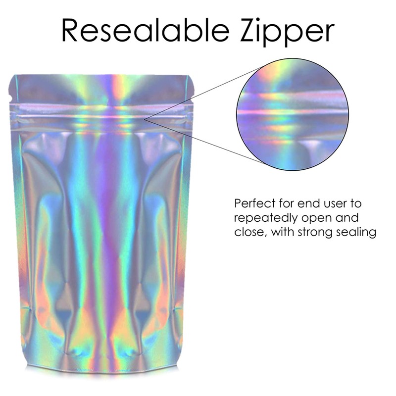 RIGHTPAK Holographic Stand Up Pouches 25 Pieces - 16cm x