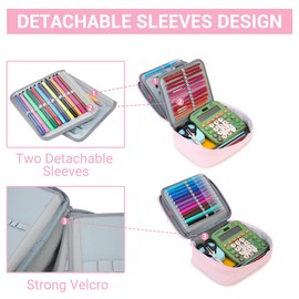 VX VONXURY Large Pencil Case, Multi Compartments Pencil Case 54 Pieces Stationery Organiser with 2 Removable Layers, Pencil Case for Boys Girls School Office, lightpink, shoulder bag