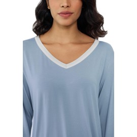 Joyaria Long Sleeve Pajamas for Women Set Ultra Soft V Neck Pjs Bamboo Viscose Pyjamas(Dusty Blue, Small)