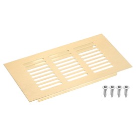 sourcing map Air Vents Cover, 1Pcs 150 x 80mm - Aluminum Alloy Mesh Air Return Vent Cover, Rectangle Louvered Ventilation Grille for Shoe Cabinet Wardrobe (Gold)