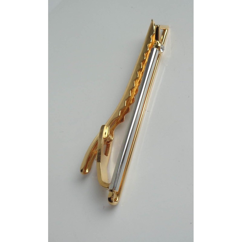 Tie Pin Bicolour with Crystal Stone Approx. 6.7 cm Wide
