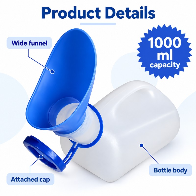 Portable Urinal Bottle for Women – 1000mL Travel Urine Container